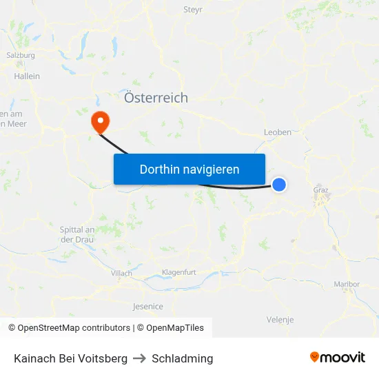 Kainach Bei Voitsberg to Schladming map