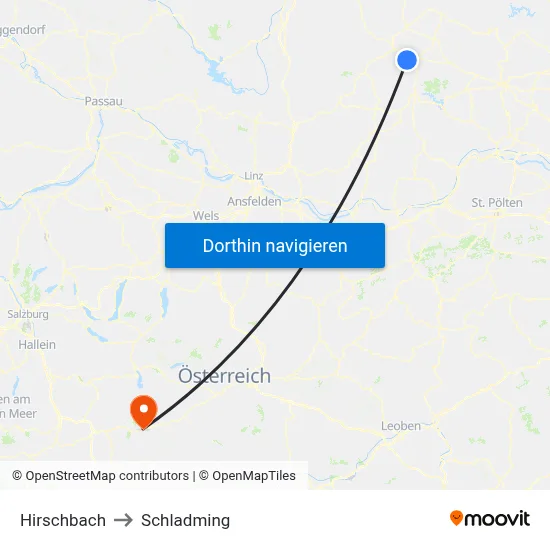 Hirschbach to Schladming map