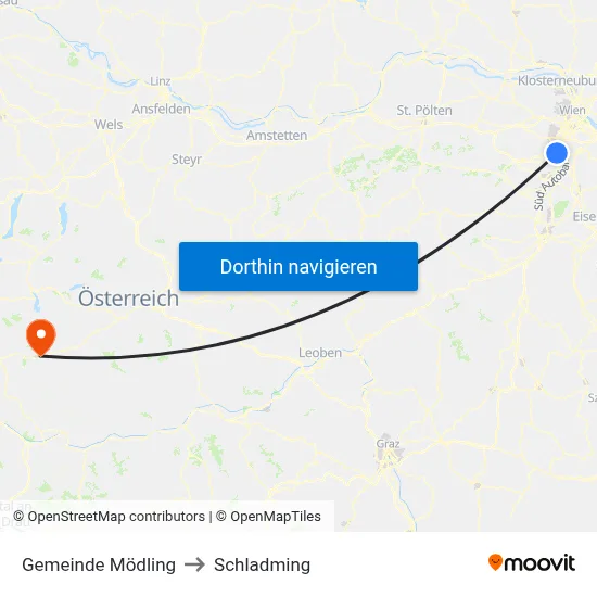Gemeinde Mödling to Schladming map