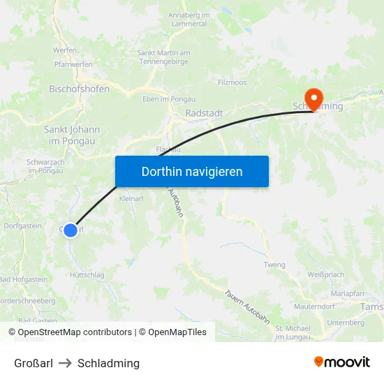 Großarl to Schladming map