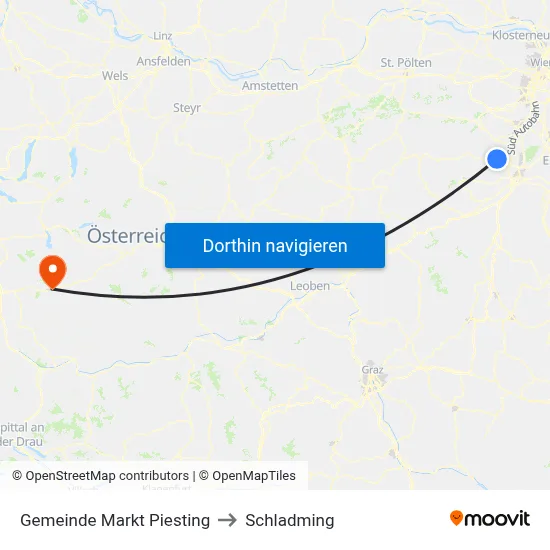 Gemeinde Markt Piesting to Schladming map