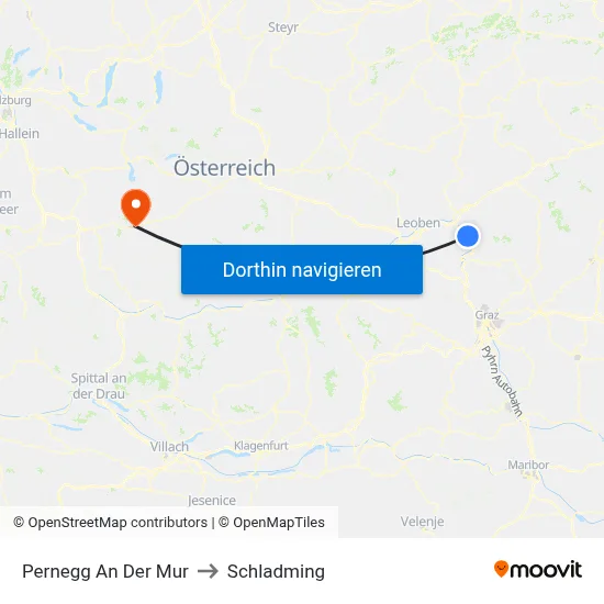 Pernegg An Der Mur to Schladming map