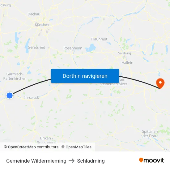 Gemeinde Wildermieming to Schladming map