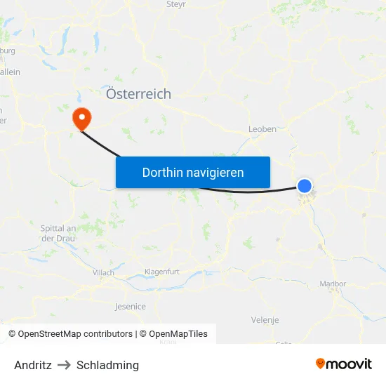 Andritz to Schladming map