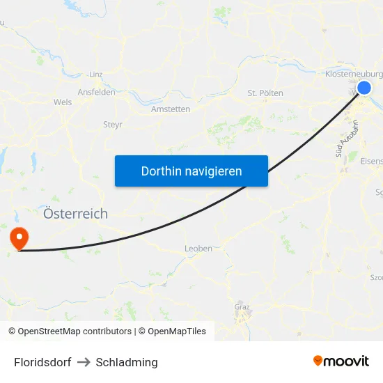 Floridsdorf to Schladming map