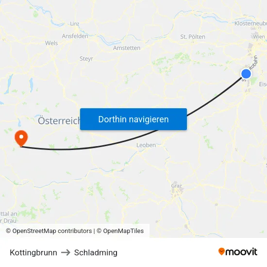 Kottingbrunn to Schladming map