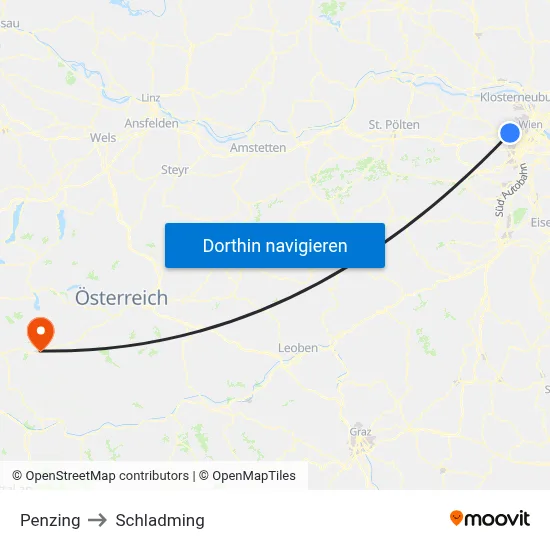 Penzing to Schladming map
