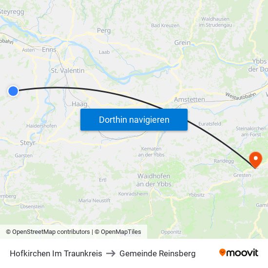 Hofkirchen Im Traunkreis to Gemeinde Reinsberg map