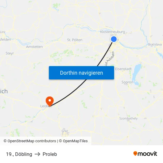 19., Döbling to Proleb map