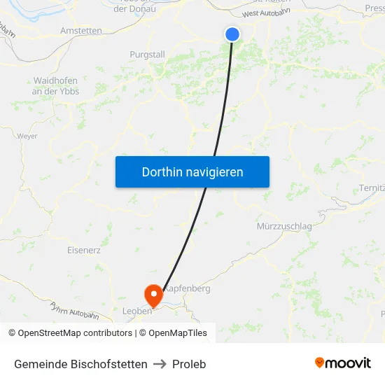 Gemeinde Bischofstetten to Proleb map