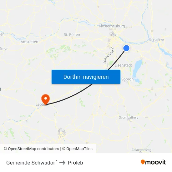 Gemeinde Schwadorf to Proleb map