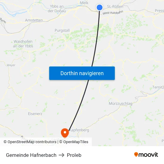 Gemeinde Hafnerbach to Proleb map