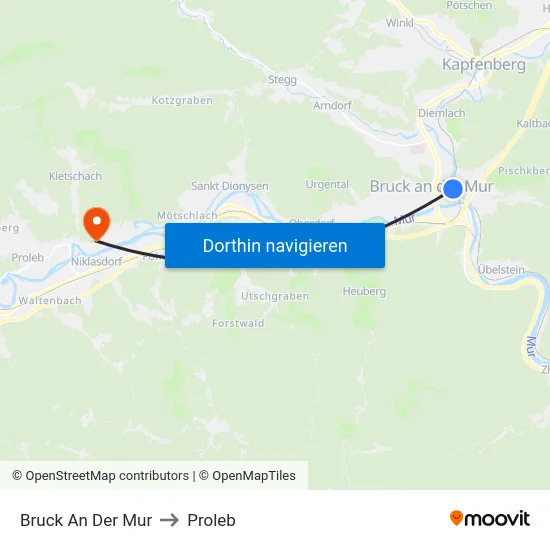 Bruck An Der Mur to Proleb map