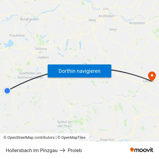 Hollersbach Im Pinzgau to Proleb map