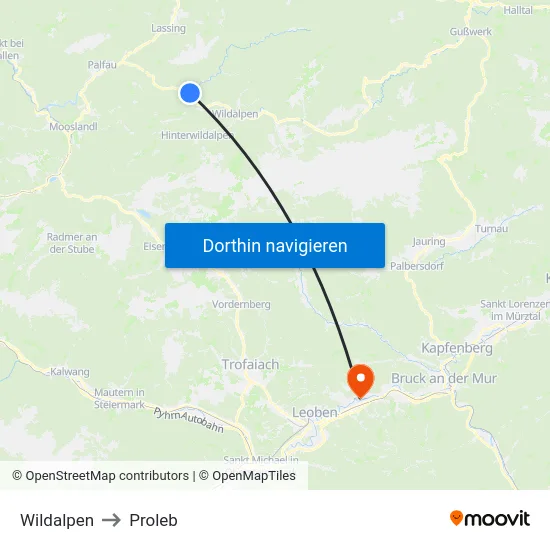 Wildalpen to Proleb map