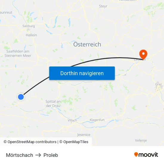Mörtschach to Proleb map