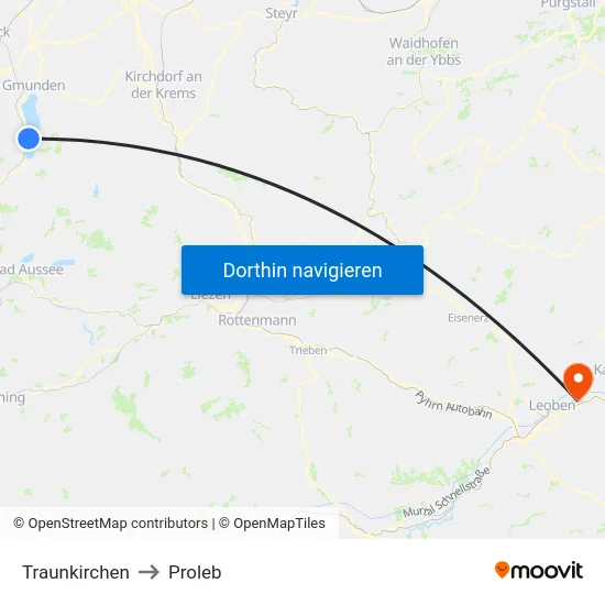 Traunkirchen to Proleb map