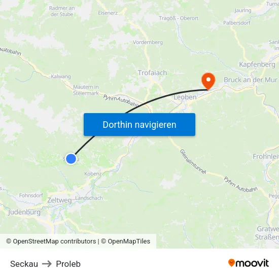 Seckau to Proleb map