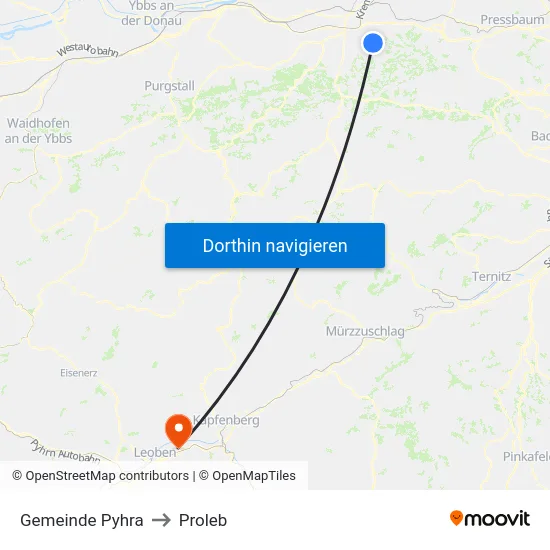 Gemeinde Pyhra to Proleb map