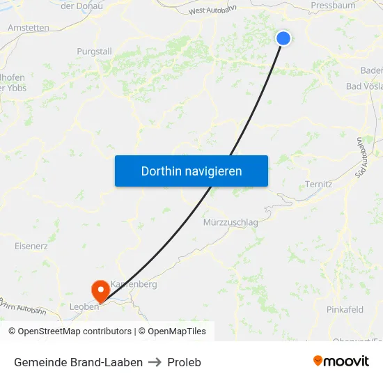 Gemeinde Brand-Laaben to Proleb map