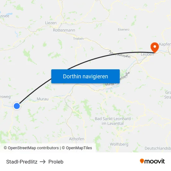 Stadl-Predlitz to Proleb map