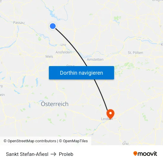 Sankt Stefan-Afiesl to Proleb map