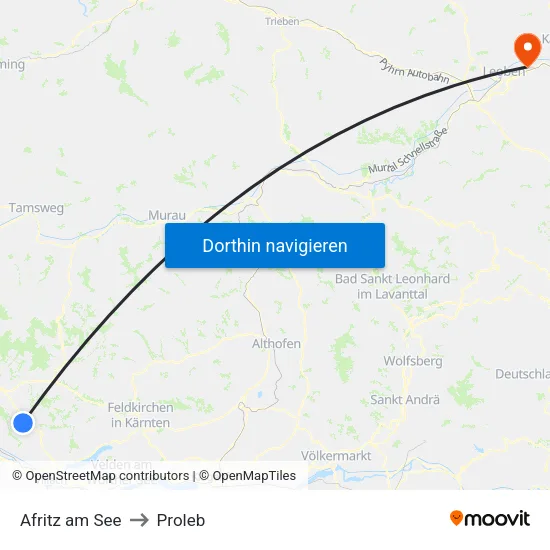 Afritz am See to Proleb map
