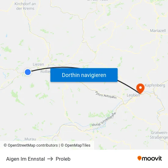 Aigen Im Ennstal to Proleb map