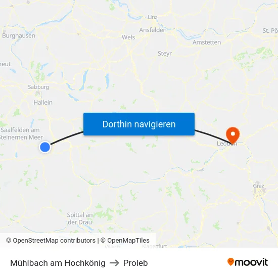 Mühlbach am Hochkönig to Proleb map