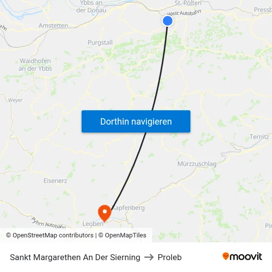 Sankt Margarethen An Der Sierning to Proleb map