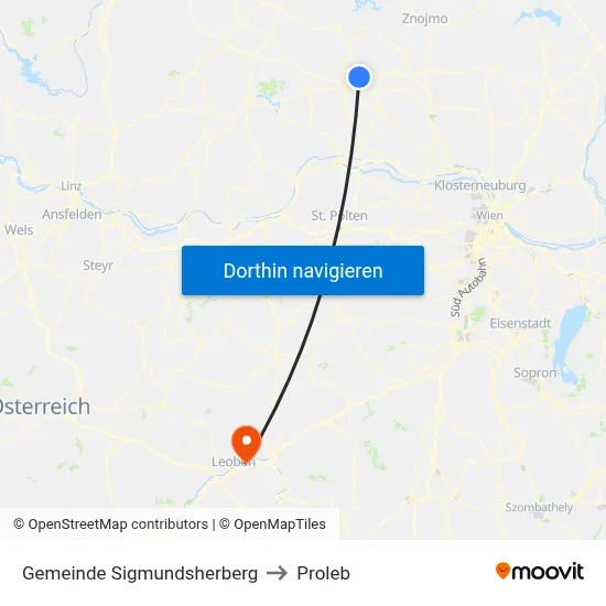 Gemeinde Sigmundsherberg to Proleb map