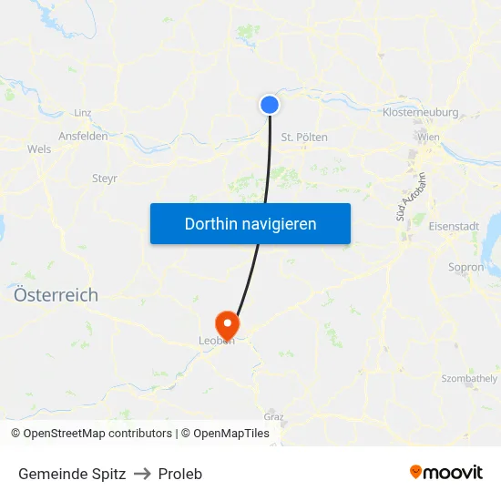 Gemeinde Spitz to Proleb map