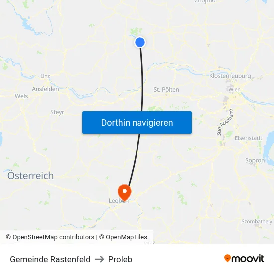 Gemeinde Rastenfeld to Proleb map