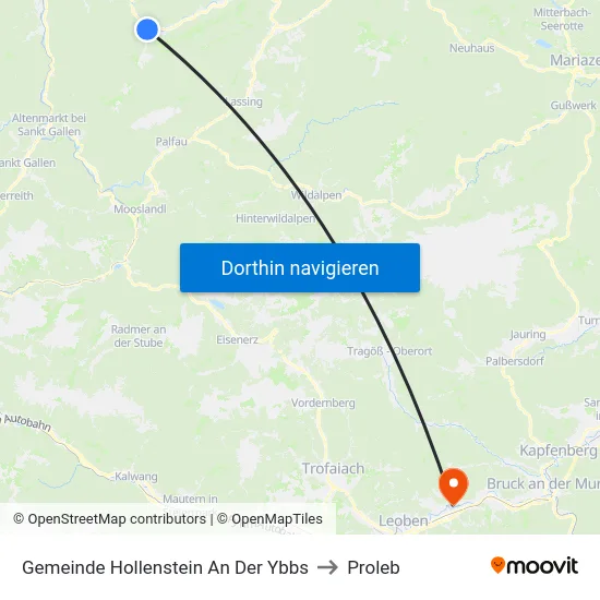 Gemeinde Hollenstein An Der Ybbs to Proleb map