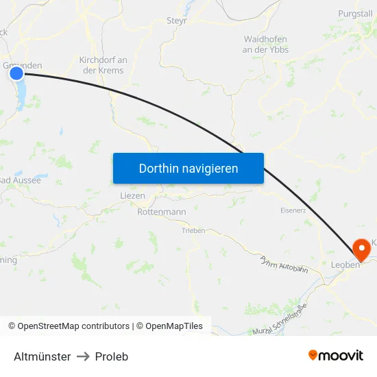Altmünster to Proleb map