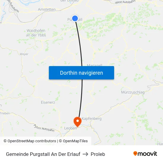 Gemeinde Purgstall An Der Erlauf to Proleb map