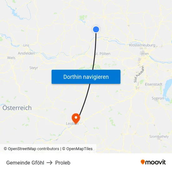 Gemeinde Gföhl to Proleb map