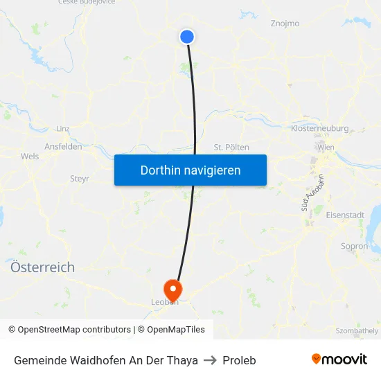 Gemeinde Waidhofen An Der Thaya to Proleb map