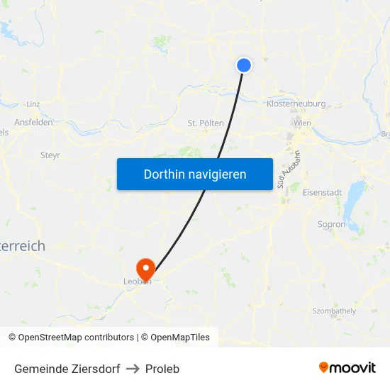 Gemeinde Ziersdorf to Proleb map