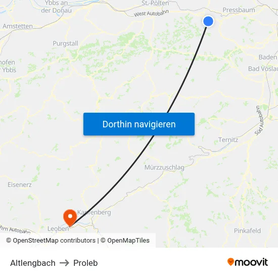 Altlengbach to Proleb map