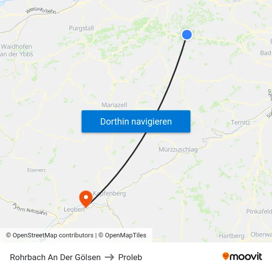 Rohrbach An Der Gölsen to Proleb map