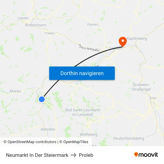 Neumarkt In Der Steiermark to Proleb map