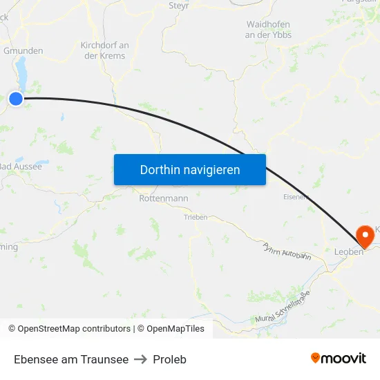 Ebensee am Traunsee to Proleb map
