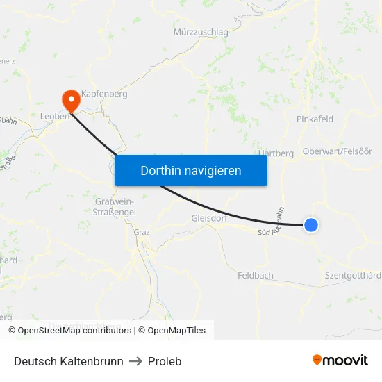 Deutsch Kaltenbrunn to Proleb map