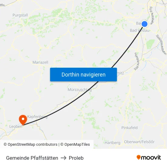 Gemeinde Pfaffstätten to Proleb map