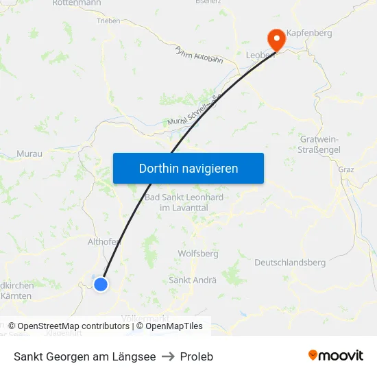 Sankt Georgen am Längsee to Proleb map