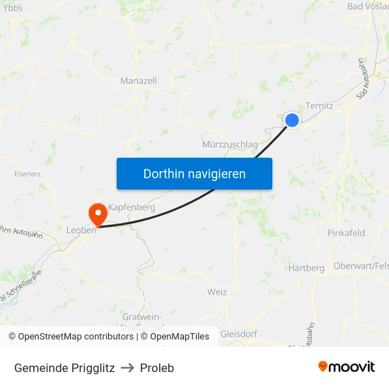 Gemeinde Prigglitz to Proleb map