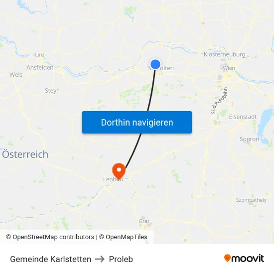 Gemeinde Karlstetten to Proleb map