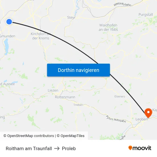 Roitham am Traunfall to Proleb map