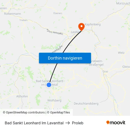 Bad Sankt Leonhard Im Lavanttal to Proleb map